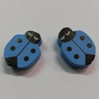Dřevěné korálky beruška modrá - 14 x 19 mm