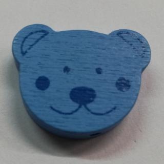 Dřevěné korálky medvídek modrý - 25 x 20 mm