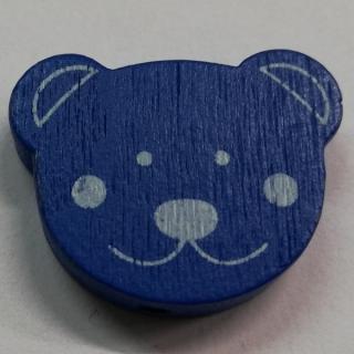 Dřevěné korálky medvídek tmavě modrý - 25 x 20 mm