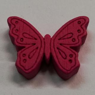 Dřevěné korálky motýlek fuchsiový - 23 x 18 mm