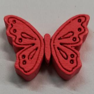 Dřevěné korálky motýlek růžový - 23 x 18 mm