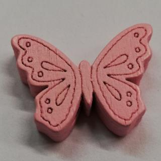 Dřevěné korálky motýlek světle růžový - 23 x 18 mm