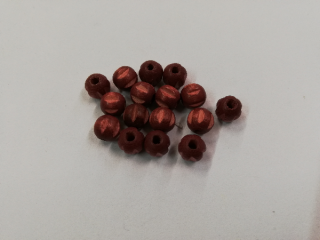 Dřevěné korálky pro tvorbu kulička rýhovaná cihlová- 5 mm