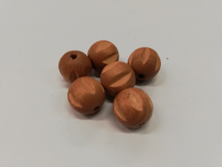 Dřevěné korálky pro tvorbu kulička rýhovaná světle hnědá - 10 mm