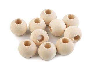 Dřevěné korálky s velkým průvlekem 12mm - balení po 10 ks