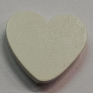 Dřevěné korálky srdce bílé - 25 x 18 mm
