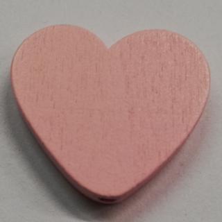 Dřevěné korálky srdce světle růžové - 25 x 18 mm