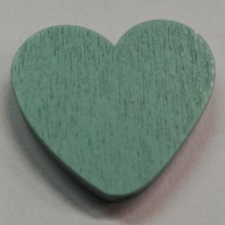 Dřevěné korálky srdce světle zelené - 25 x 18 mm