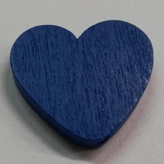 Dřevěné korálky srdce tmavě modré - 25 x 18 mm
