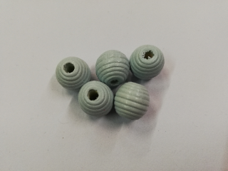Dřevěné korálky žebrované 13 mm bledě modré