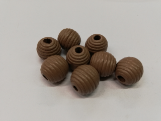 Dřevěné korálky žebrované 13 mm hnědé