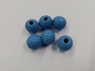 Dřevěné korálky žebrované 13 mm modré