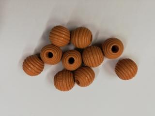 Dřevěné korálky žebrované 13 mm okrové