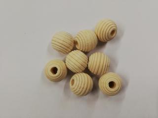 Dřevěné korálky žebrované 13 mm přírodní