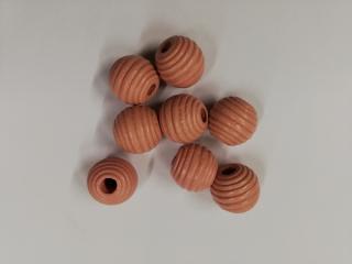 Dřevěné korálky žebrované 13 mm starorůžová