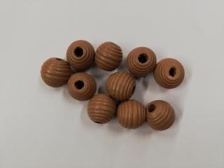 Dřevěné korálky žebrované 13 mm světle hnědé