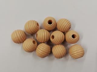 Dřevěné korálky žebrované 13 mm světle lososové