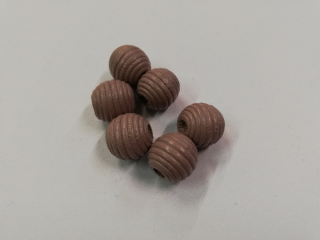 Dřevěné korálky žebrované 13 mm světlejší hnědé