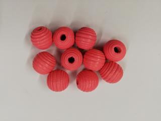 Dřevěné korálky žebrované 13 mm sytě růžové