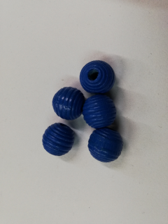Dřevěné korálky žebrované 13 mm tmavě modré