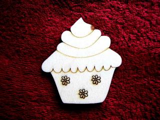Dřevěný výřez - Cupcake kytičky - 8 cm