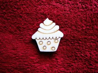 Dřevěný výřez - Cupcake puntíky - 4 cm