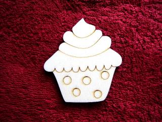 Dřevěný výřez - Cupcake puntíky - 8 cm