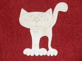 Dřevěný výřez - Kočka D - 11 cm