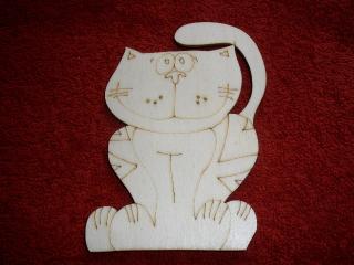 Dřevěný výřez - Kočka sedící - 12 cm