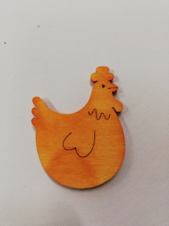 Dřevěný výřez - slepička oranžová - 4 cm
