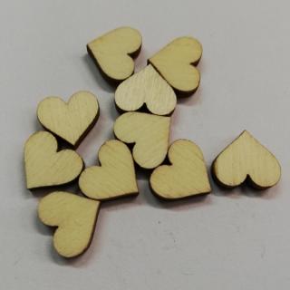 Dřevěný výřez - Srdíčko přírodní - 1 cm - balení 10 ks
