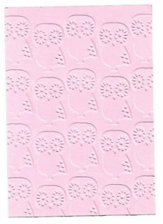 Embosovaná karta - sovičky - sv.růžová
