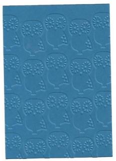 Embosovaná karta - sovičky - tm.modrá