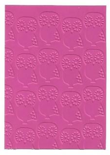 Embosovaná karta - sovičky - tm.růžová