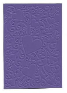 Embosovaná karta - srdce - fialová