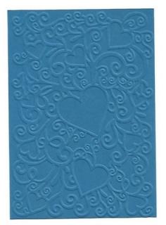 Embosovaná karta - srdce - modrá