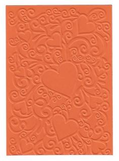 Embosovaná karta - srdce - oranžová
