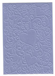 Embosovaná karta - srdce - sv.fialová