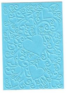 Embosovaná karta - srdce - sv.modrá