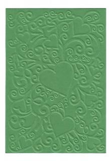 Embosovaná karta - srdce - tm.zelená
