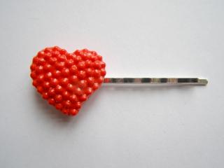 Fimo sponka do vlasů - srdce - červená
