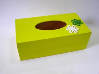 Krabička dřevěná na papírové kapesníky - Citrónová