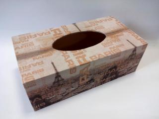 Krabička dřevěná na papírové kapesníky - Hnědá Paříž