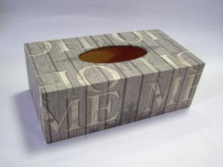Krabička dřevěná na papírové kapesníky - Home béžová