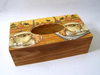 Krabička dřevěná na papírové kapesníky - Kafíčko
