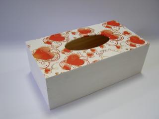 Krabička dřevěná na papírové kapesníky - Láska