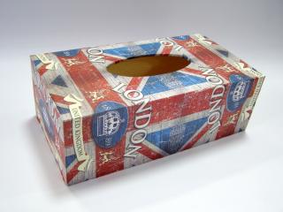 Krabička dřevěná na papírové kapesníky - London