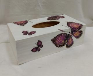 Krabička dřevěná na papírové kapesníky - Motýlí