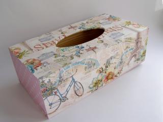 Krabička dřevěná na papírové kapesníky - Paris ride