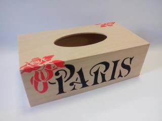 Krabička dřevěná na papírové kapesníky - Paris ve dřevě